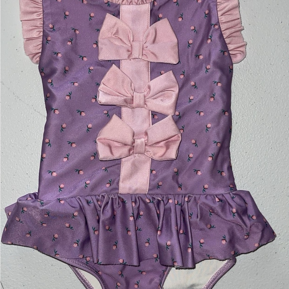 Purple and Pink Bow Swimsuit